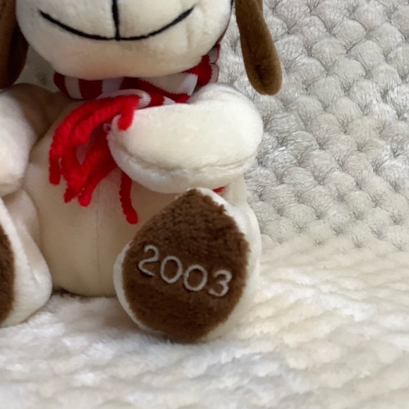 SEARS Vintage 2003 Plush Baxter the Dog Stuffed Animal Toy Santa Hat and Scarf - Picture 4 of 12